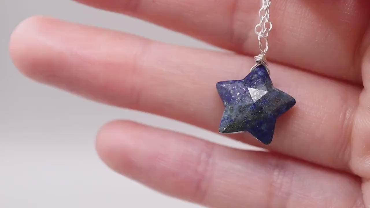 Dainty and Minimal, Natural Lapis Lazuli Star Pendant on a 925 sterling silver chain - For leadership & expression