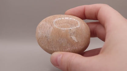 Beautiful Peach Moonstone PalmStone, Very flashy with some rainbows, Large size palm stone for fertility & emotional support