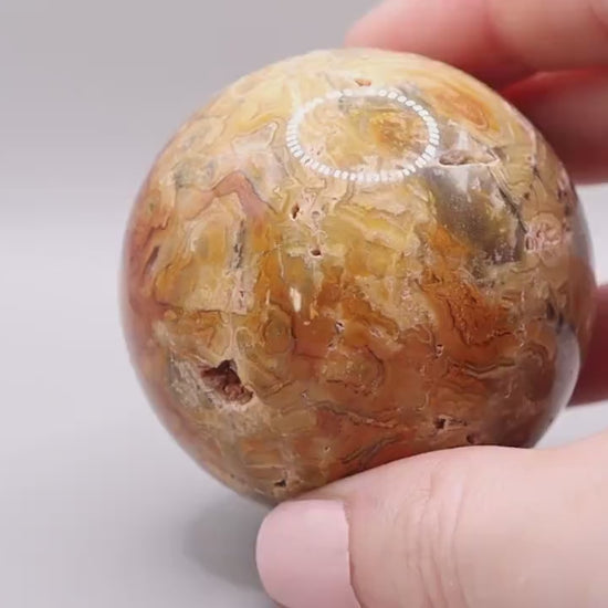 Beautiful, Natural Crazy Lace Agate Large Sphere - Crystal Carving For optimism & calmness