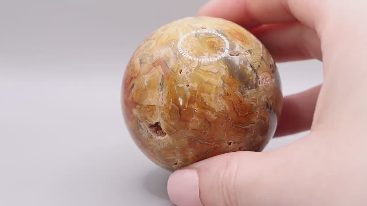 Beautiful, Natural Crazy Lace Agate Large Sphere - Crystal Carving For optimism & calmness