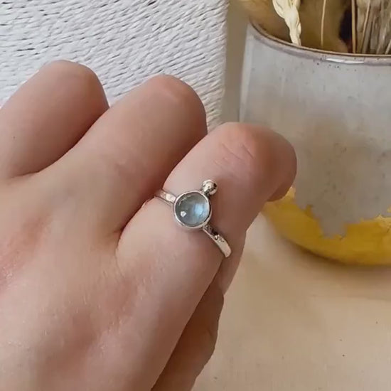 Handmade 925 Sterling Silver Rainbow Moonstone Crystal Ring - June Birthstone - Crystal Lovers gift, birthday gift, handmade jewellery