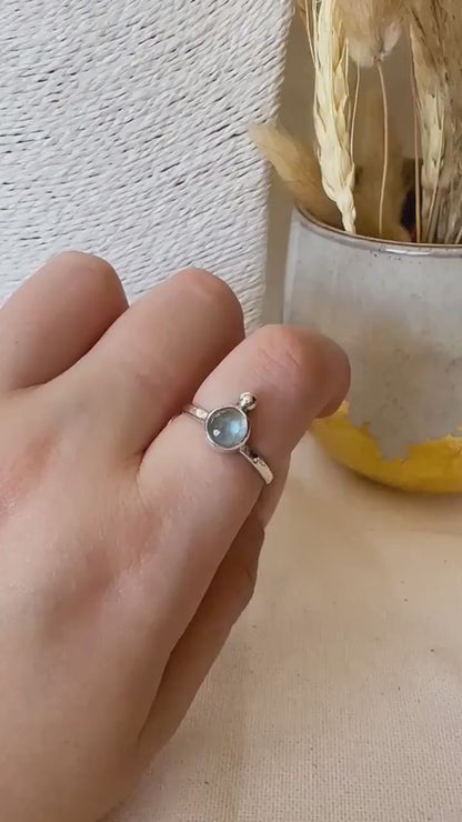 Handmade 925 Sterling Silver Rainbow Moonstone Crystal Ring - June Birthstone - Crystal Lovers gift, birthday gift, handmade jewellery