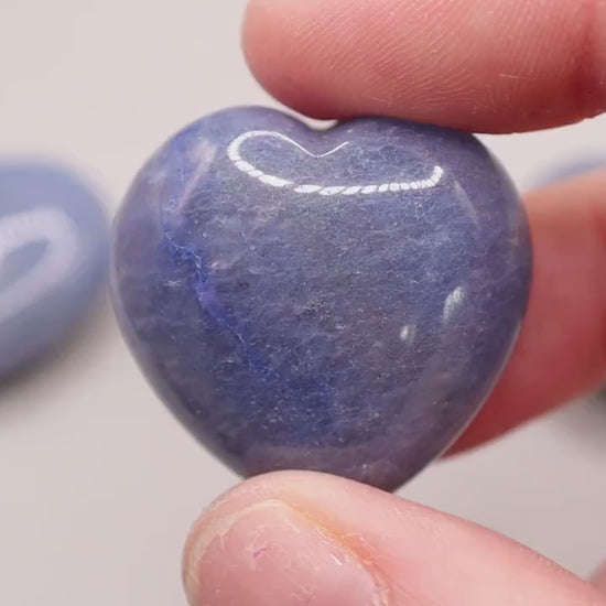 Beautiful, Natural Blue Aventurine Puffy mini hearts, Crystal Carving for discipline & hormonal balance