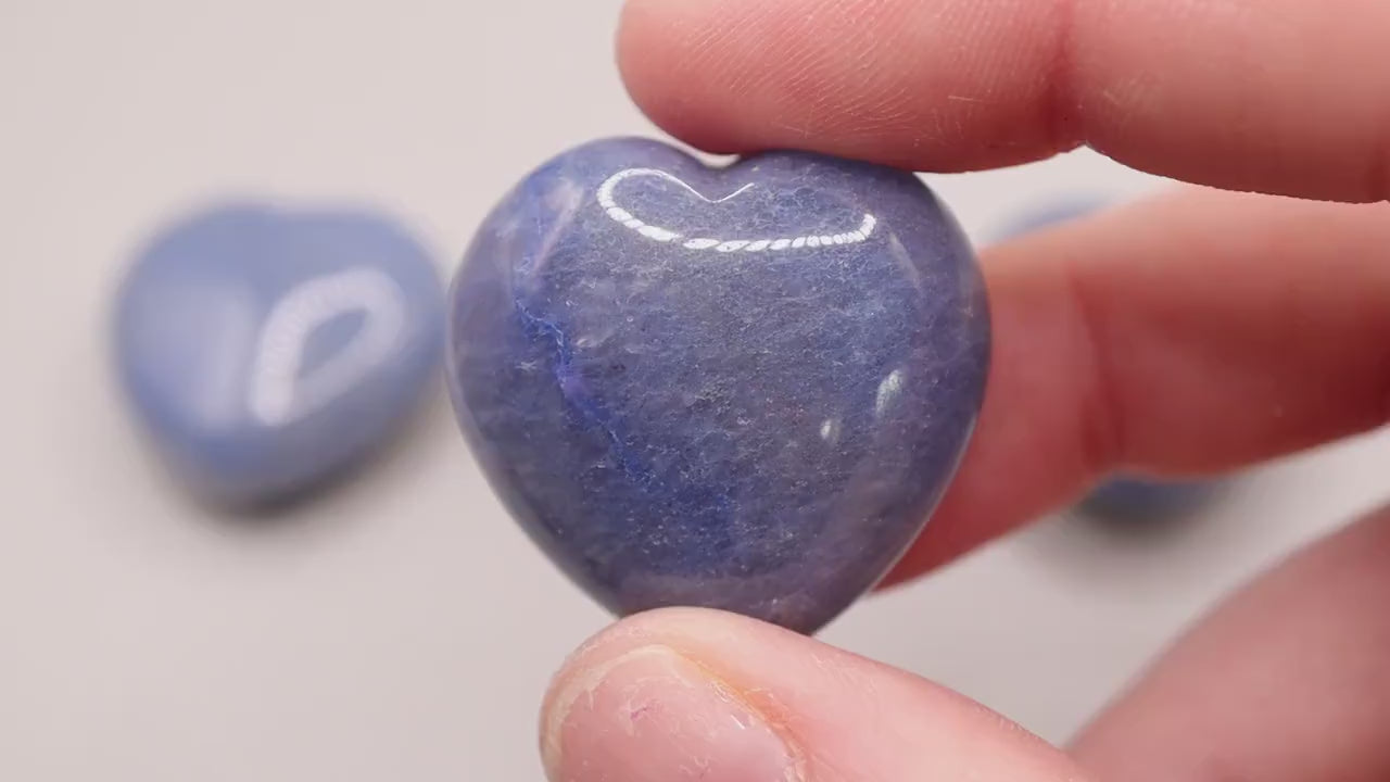 Beautiful, Natural Blue Aventurine Puffy mini hearts, Crystal Carving for discipline & hormonal balance