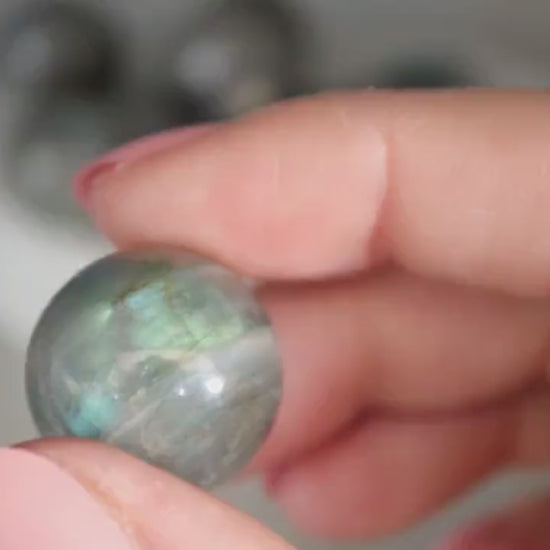 Rainbow Flash Labradorite Mini Sphere, Medium Size - Pocket Crystal - For Ritual Work and Protection