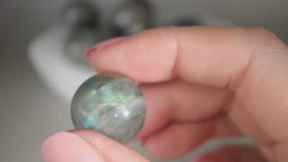 Rainbow Flash Labradorite Mini Sphere, Medium Size - Pocket Crystal - For Ritual Work and Protection