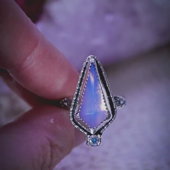 Lavender Rose Quartz Fairy Ring – Handmade Sterling Silver Ring – UK Size O: Gifts for her