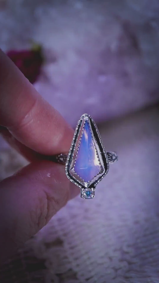 Lavender Rose Quartz Fairy Ring – Handmade Sterling Silver Ring – UK Size O: Gifts for her
