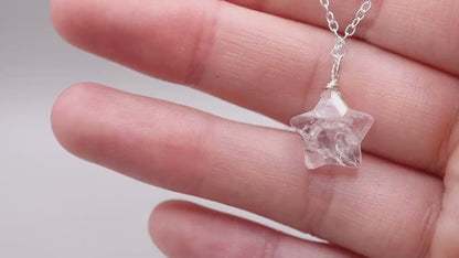 Dainty and Minimal, Natural Clear Quartz Star Pendant on a 925 sterling silver chain - For healing & mental clarity