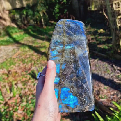 Beautiful XL Blue Flash Labradorite Crystal Freeform, Crystal Carving