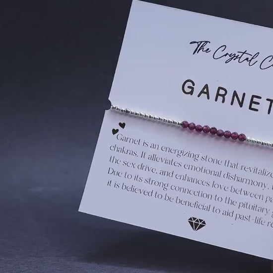 Dainty, Beautiful and handmade Natural Crystal Garnet beaded bracelet - with silver plated findings - for passion & love