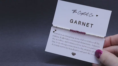 Dainty, Beautiful and handmade Natural Crystal Garnet beaded bracelet - with silver plated findings - for passion & love