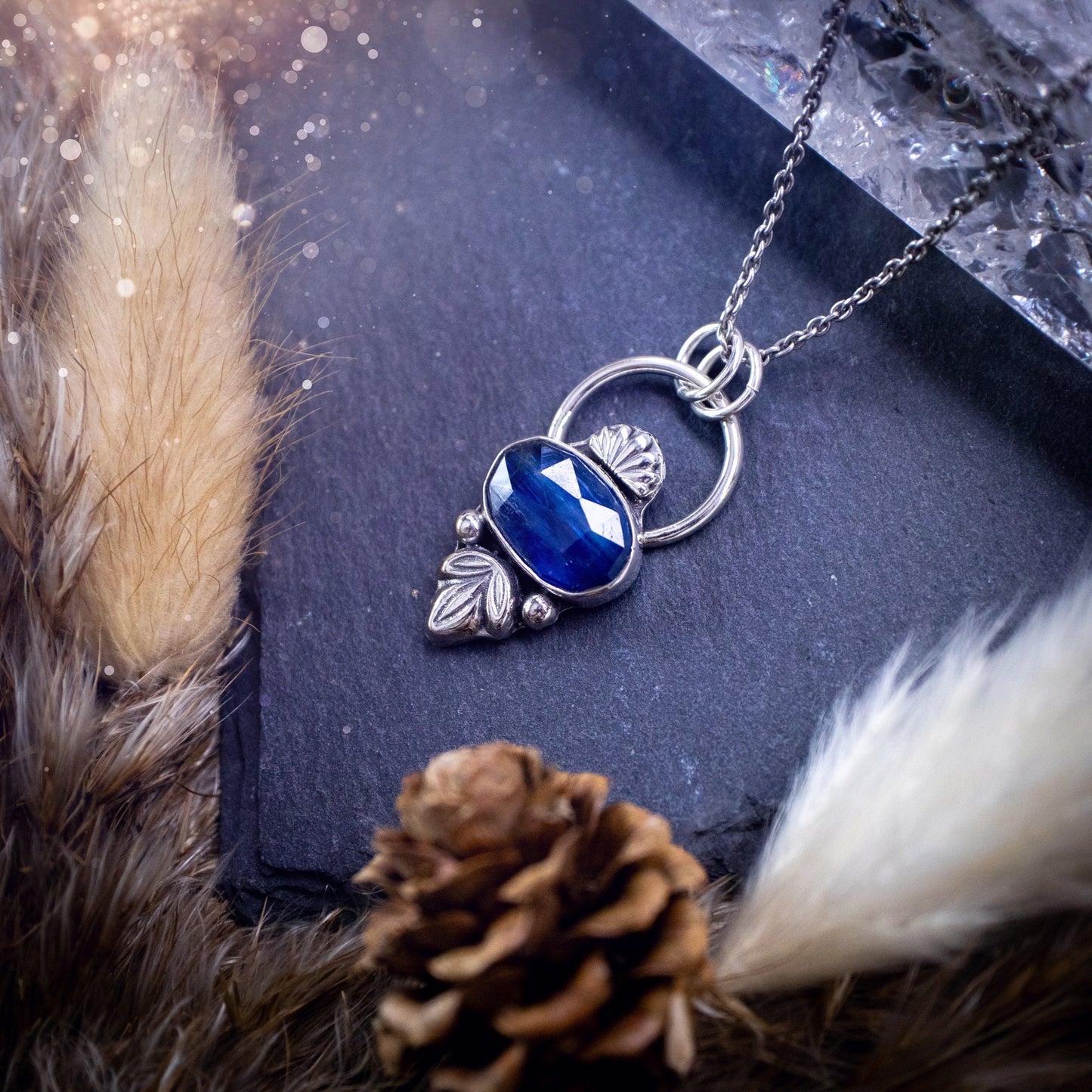 Handmade, Deep Blue, Kyanite sterling silver pendant - Crystal Gifts