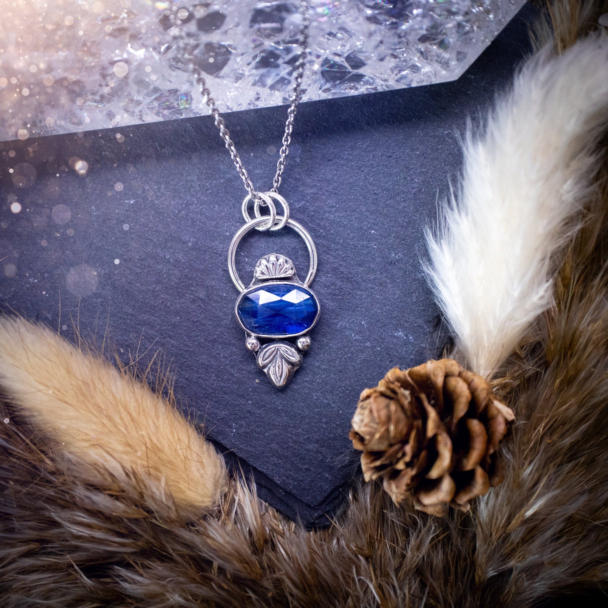 Handmade, Deep Blue, Kyanite sterling silver pendant - Crystal Gifts