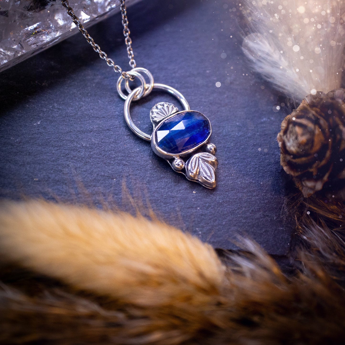 Handmade, Deep Blue, Kyanite sterling silver pendant - Crystal Gifts