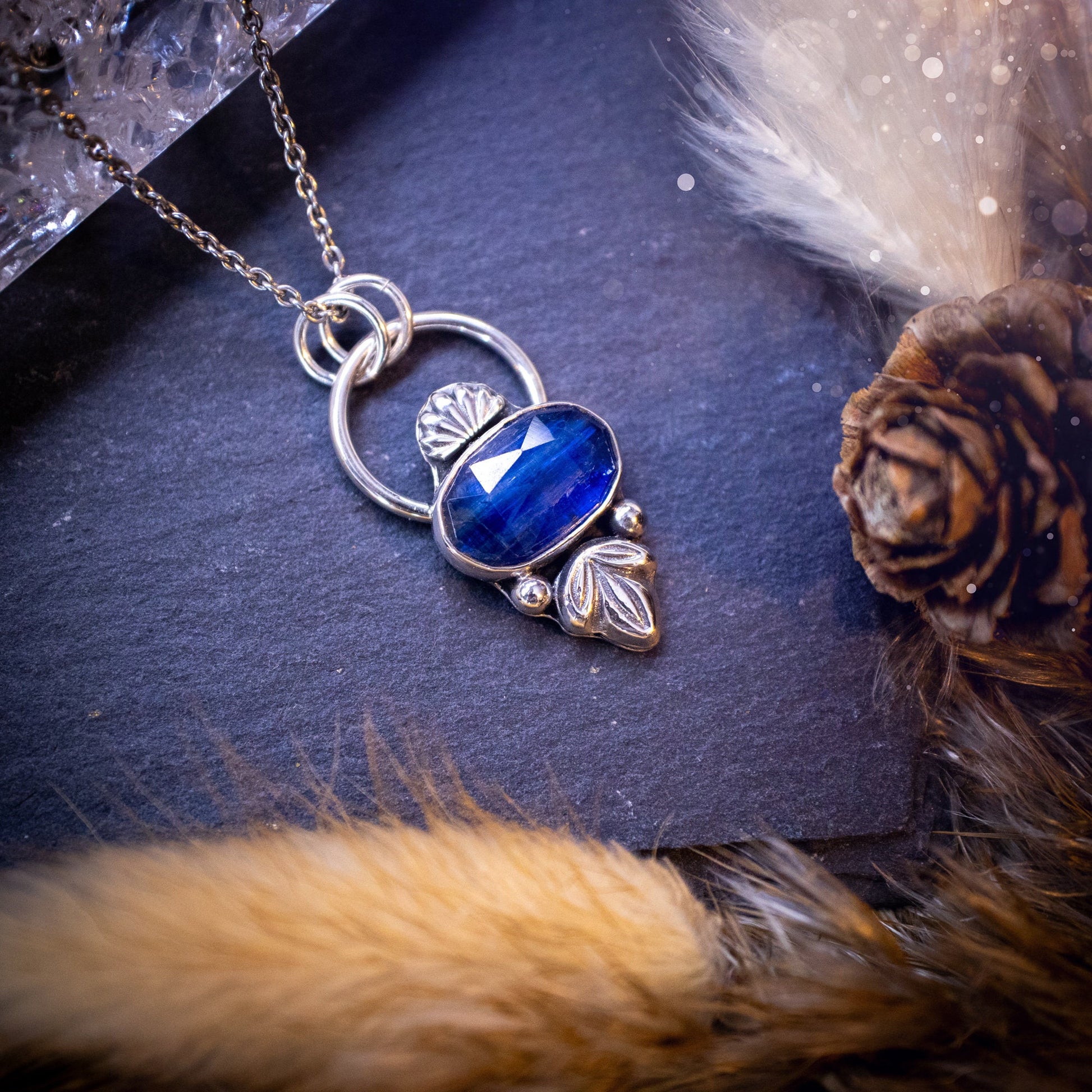 Handmade, Deep Blue, Kyanite sterling silver pendant - Crystal Gifts